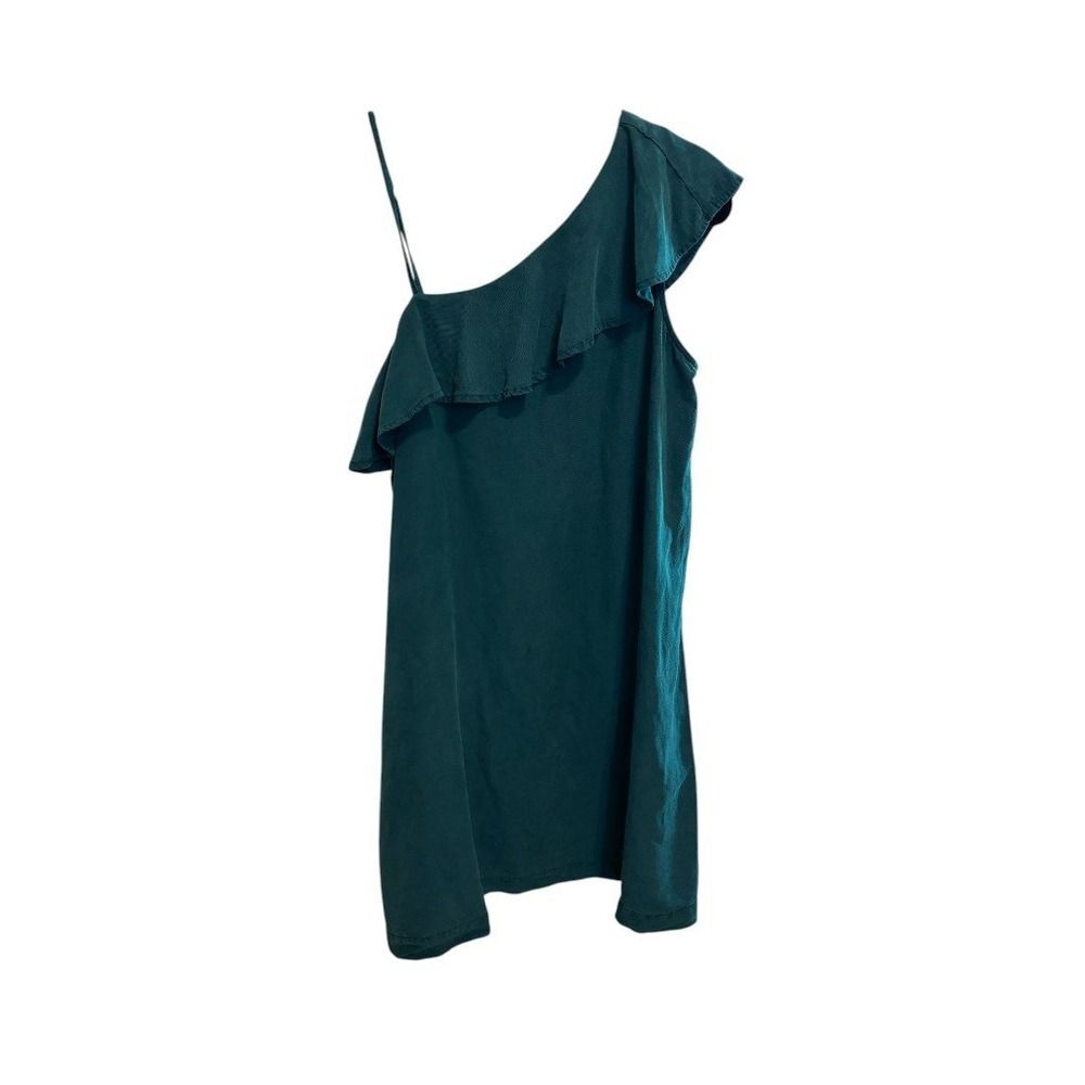 LOU & GREY One‎ Shoulder Ruffle Dress Party Cocktail Emerald Green Size L